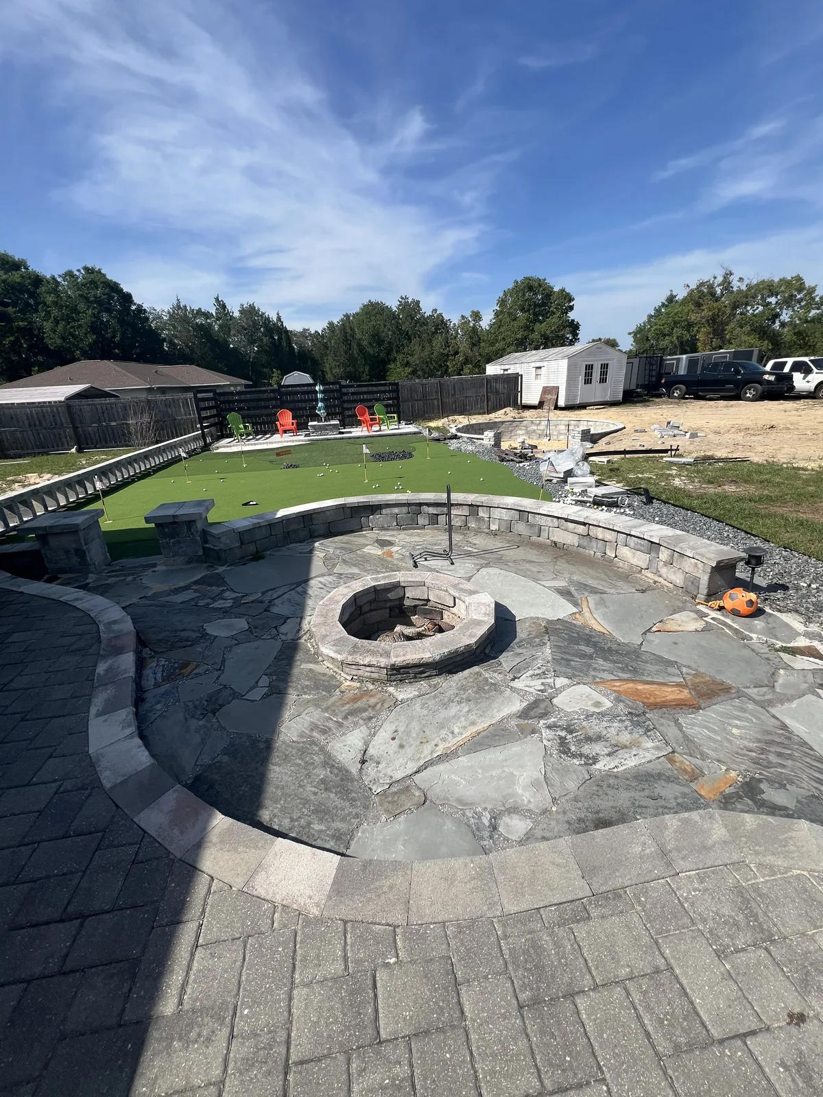 Flagstone patio & fire pit